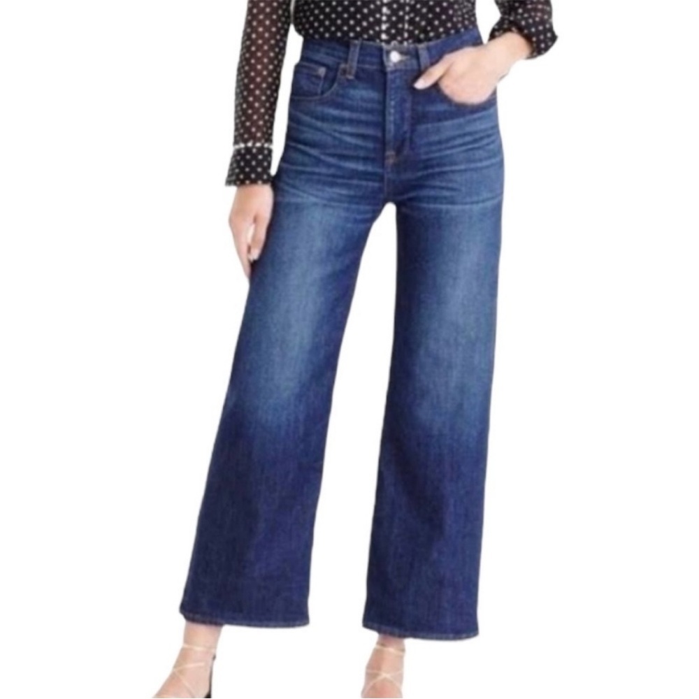 Maje 38 US6 wide leg high waist jeans cropped ankle blue 0148